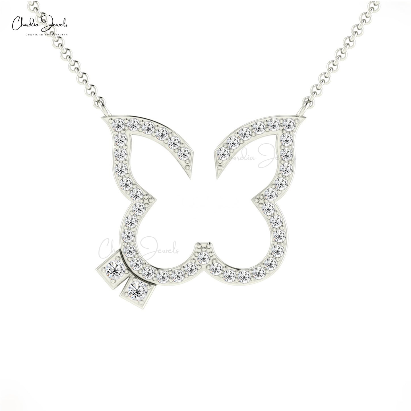 Sterling Silver Black Diamond Butterfly Pendant Necklace